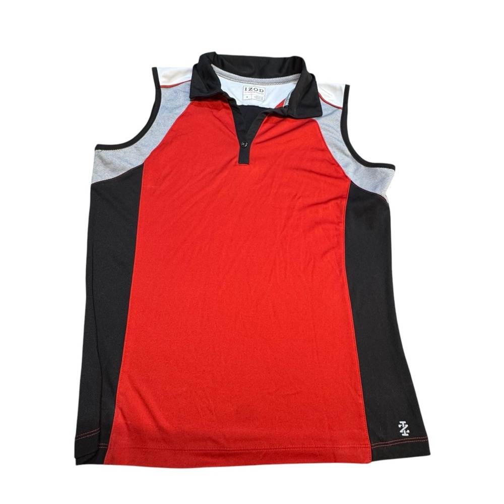 Izod EUC Red and Black Polo Collared Sporty Sleeveless Top